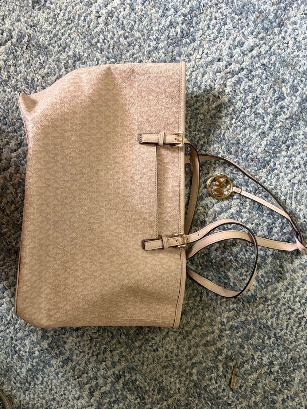 Michael Kors Blush Pink Signature Tote with Gold MK Charm
